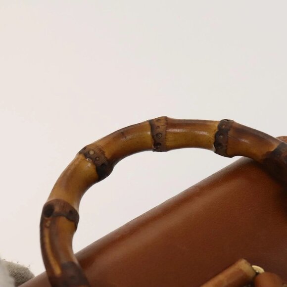 GUCCI Bamboo Backpack Leather Brown Gold - Picture 11 of 16